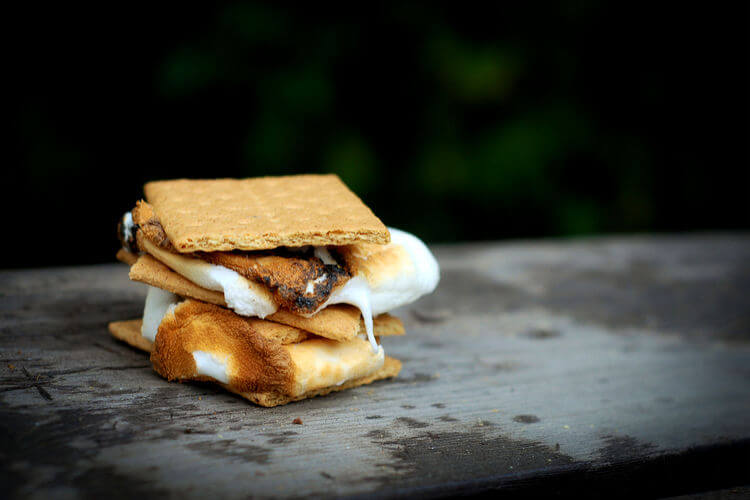 Smore marshmallow and biscuit toasted and melted