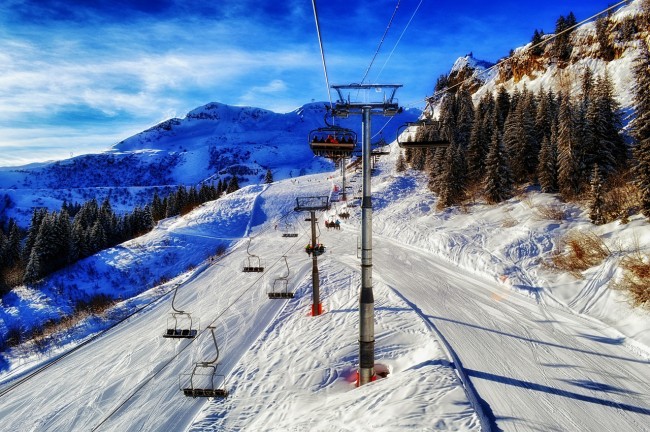 Ski lift on mountain in France