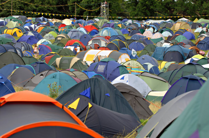 Sea of tents at a festival campsite