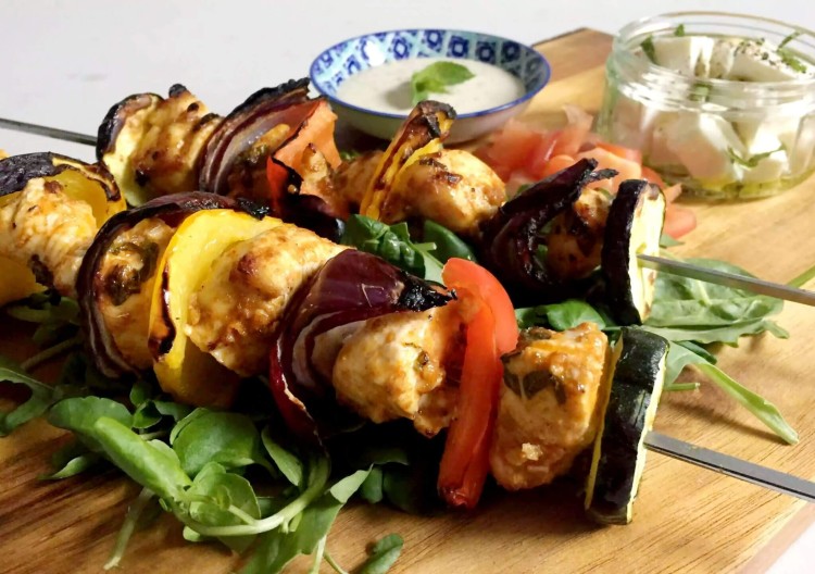 Grilled Moroccan chicken skewers