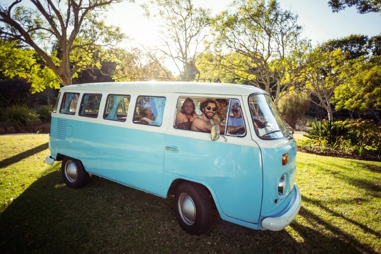 Blue VW campervan